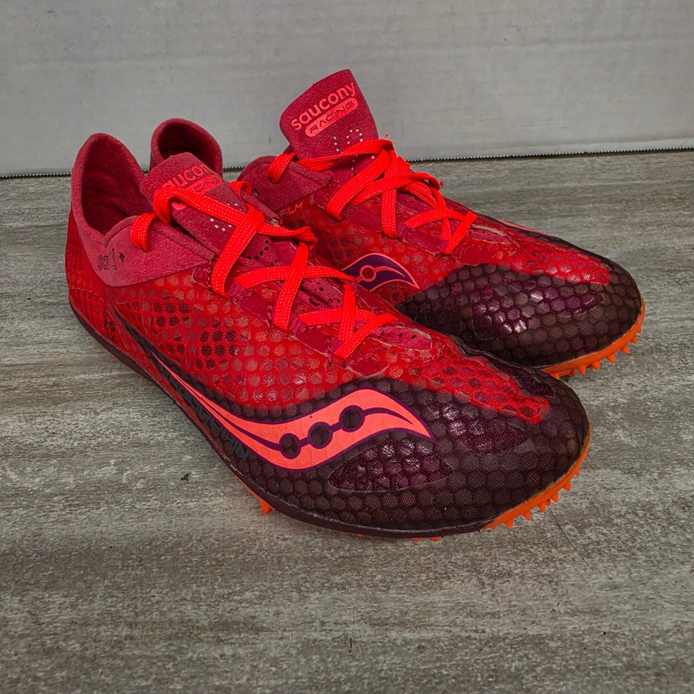 Saucony Endorphin Racing Spikes Womens 7 Red Burgundy Track Field Shoes S19025-1